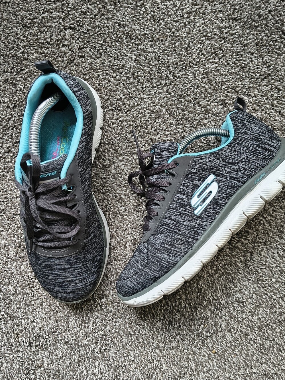 Skechers Gray Blue Air Cooled Memory Foam Sneakers Shoes Women's US 6.5